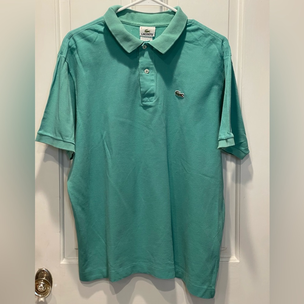 Lacoste Men’s Pique Knit Polo Shirt Size 6 Flattering Aqua Color
